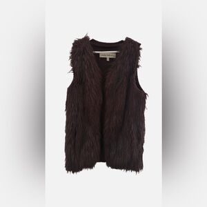 Sebby Collection Faux Fur Vest in Rich Brown